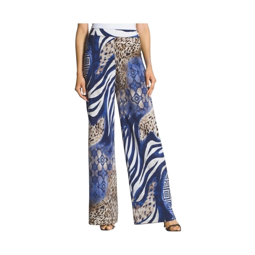 Chicos Black Label Wide‎ Leg Animal Print Pants.  Size 00 XS 2